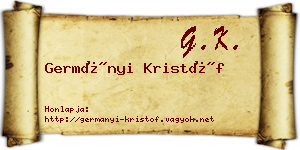 Germányi Kristóf névjegykártya